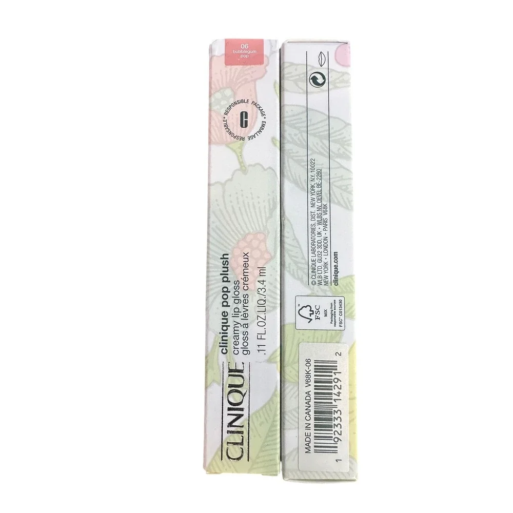 Clinique Pop Plush Creamy Lip Gloss 06 Bubblegum Pop 2 Pack New Boxed
